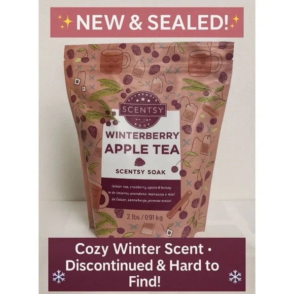Scentsy Winterberry Apple Tea Soak Discontinued Cozy Winter Scent - Picture 1 of 6